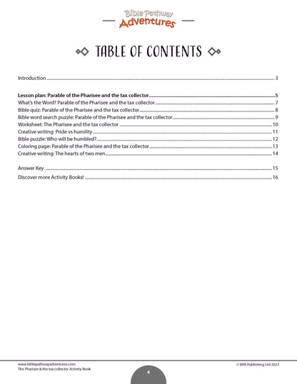 Parable of the Pharisee & the Tax Collector Activity Book (PDF)