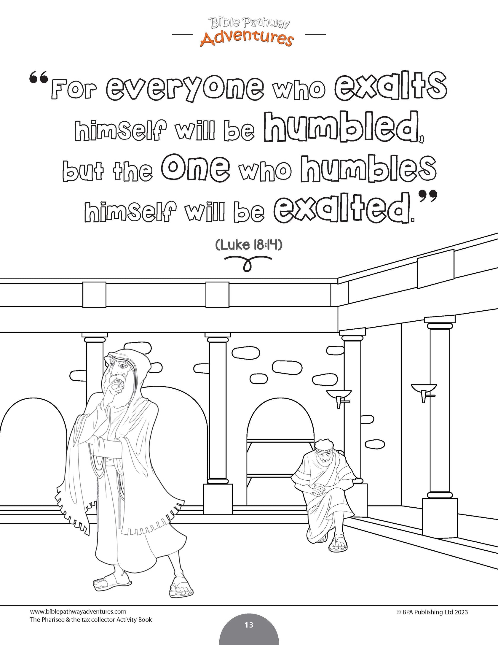 Parable of the Pharisee & the Tax Collector Activity Book (PDF) – Bible ...