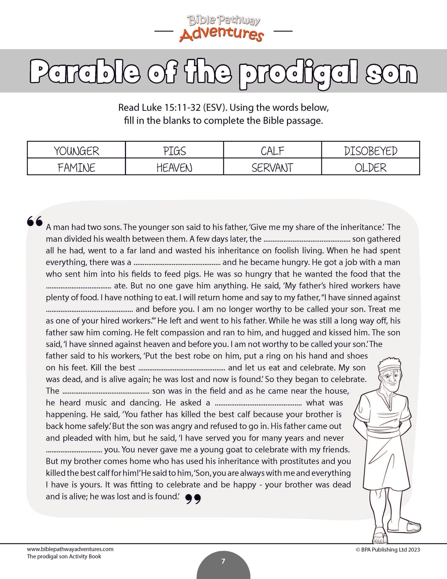 Libro de actividades de la parábola del hijo pródigo