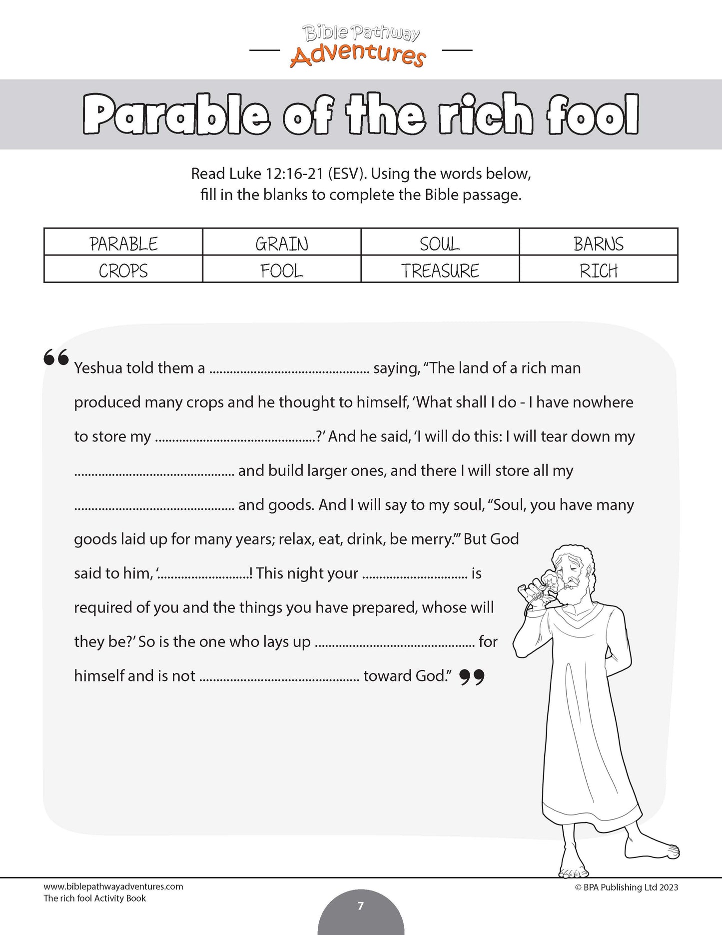 Parable of the Rich Fool Activity Book (PDF)