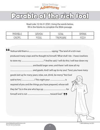 Parable of the Rich Fool Activity Book (PDF) – Bible Pathway Adventures