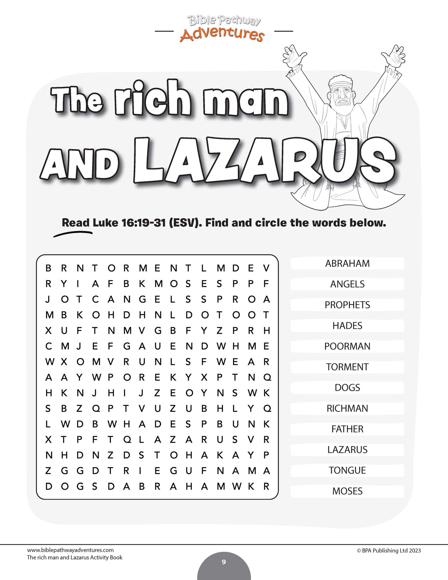 Parable of the Rich Man and Lazarus Activity Book (PDF)