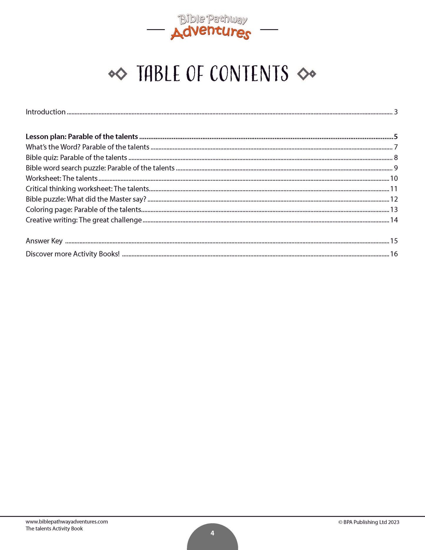 Parable of the Talents Activity Book (PDF)