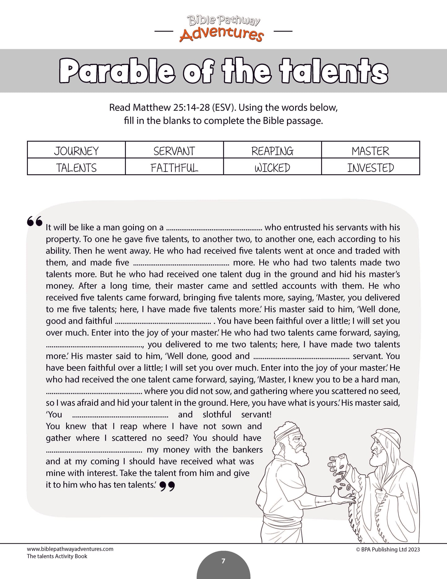 Parable of the Talents Activity Book