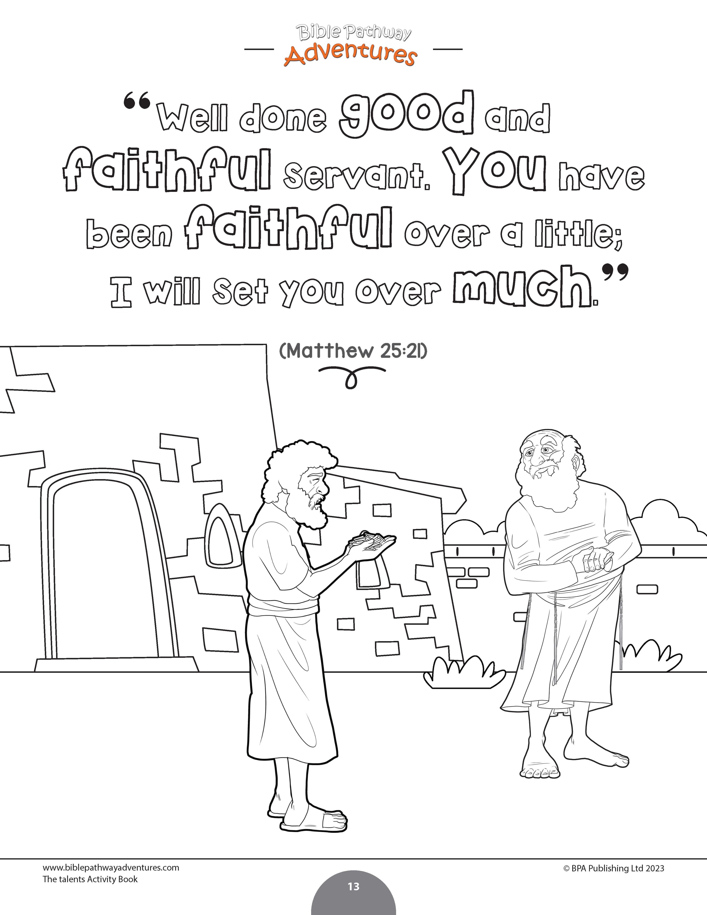 Parable of the Talents Activity Book (PDF) – Bible Pathway Adventures