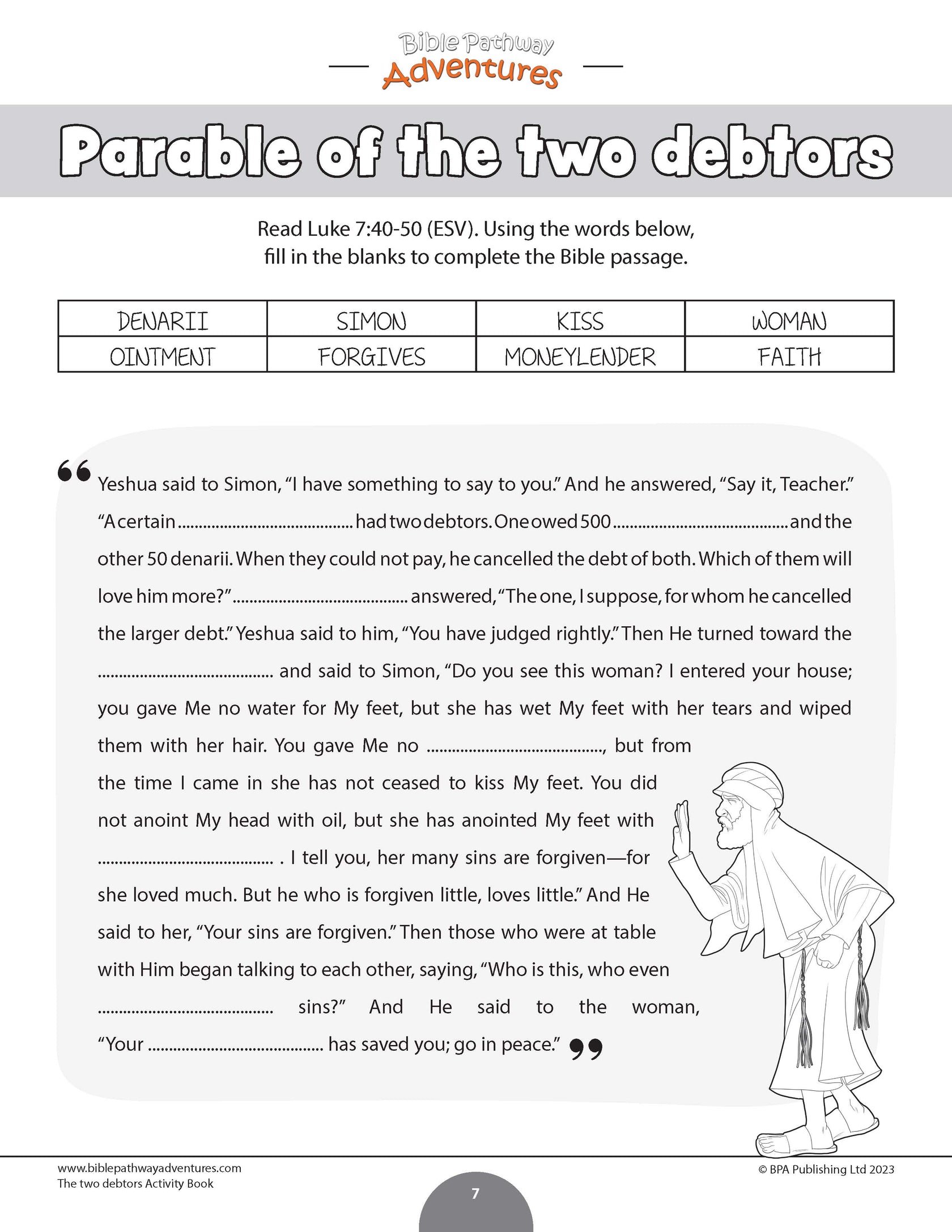 Parable of the Two Debtors Activity Book (PDF) – Bible Pathway Adventures