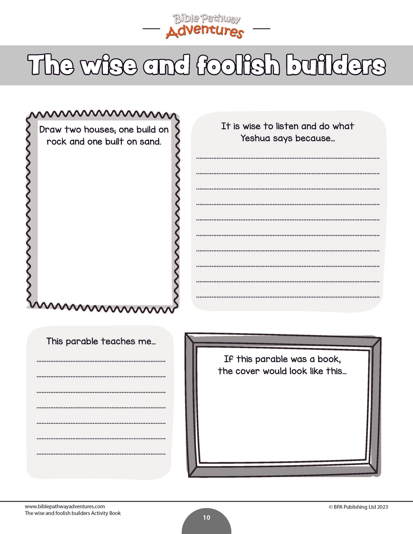 Parable of the Wise and Foolish Builders Activity Book