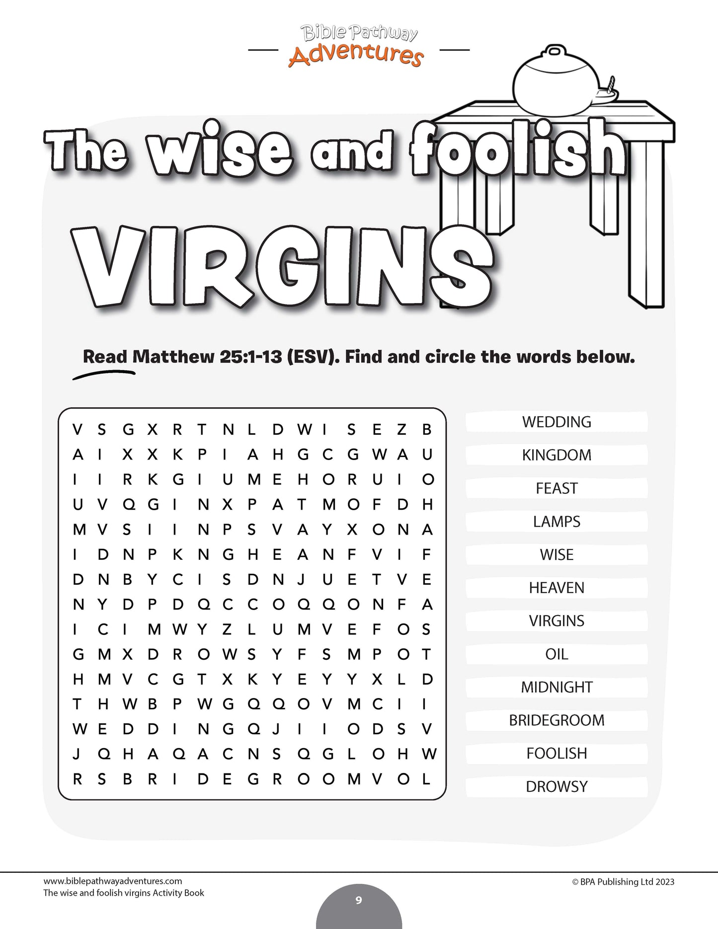 Parable of the Wise and Foolish Virgins Activity Book