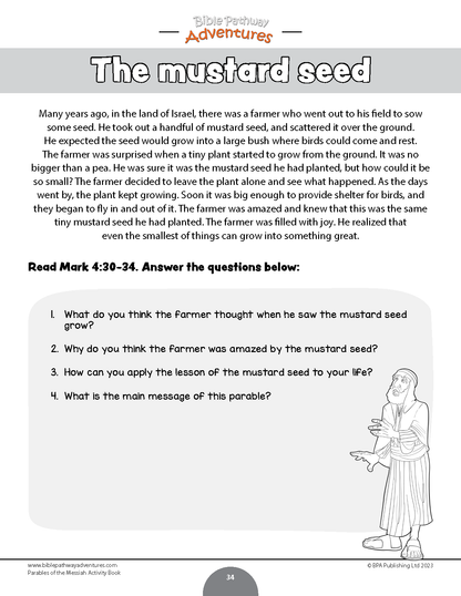 Parables of the Messiah Activity Book (PDF)