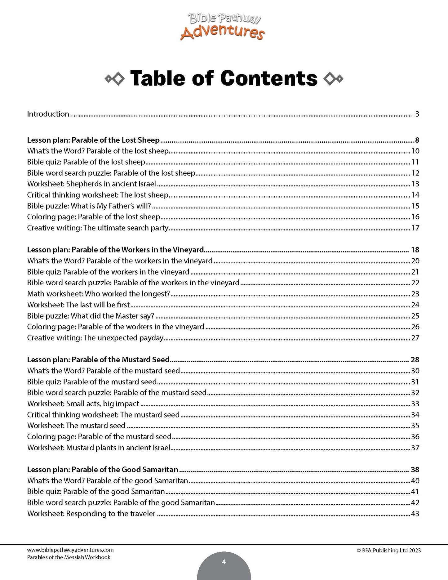 Parables of the Messiah Workbook (PDF)