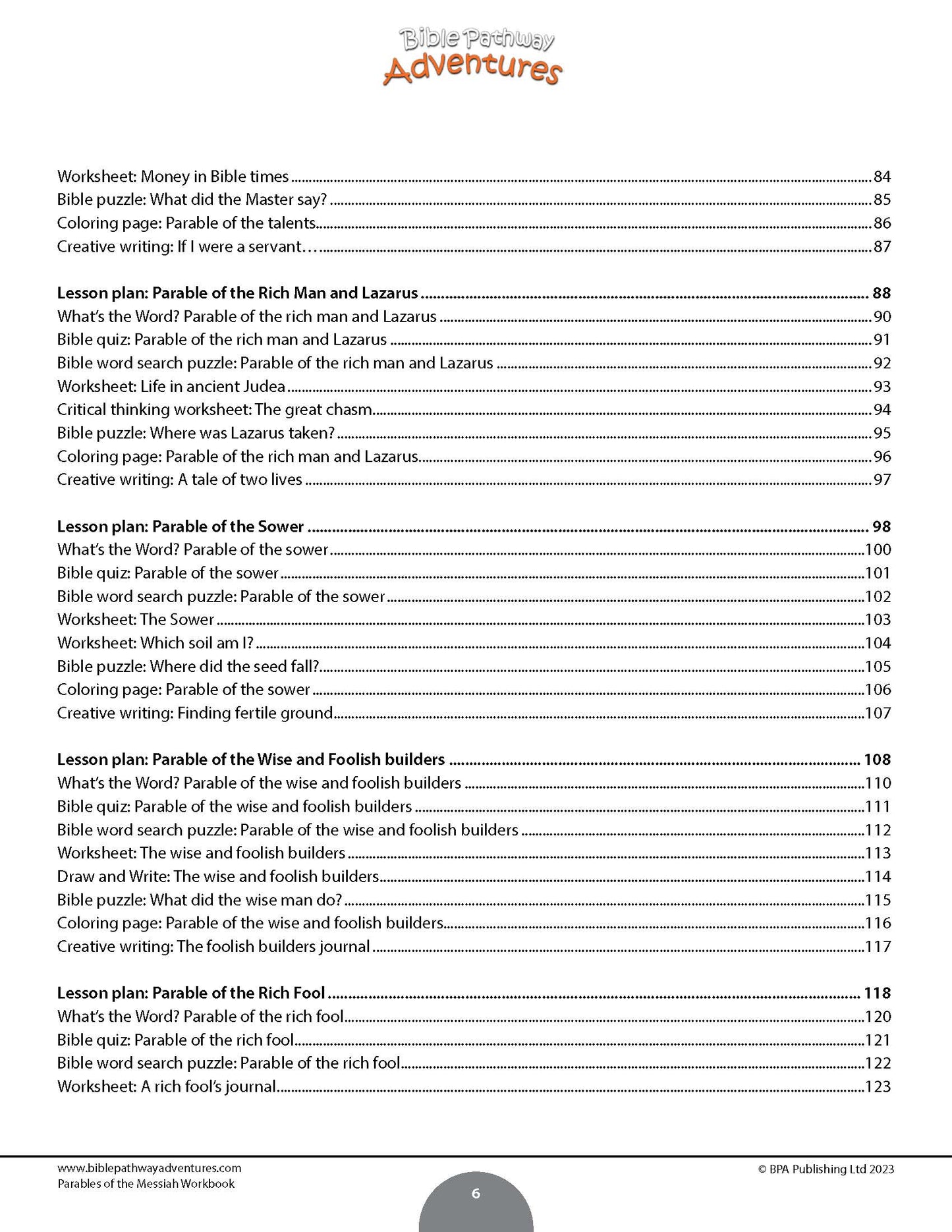 Parables of the Messiah Workbook (PDF)