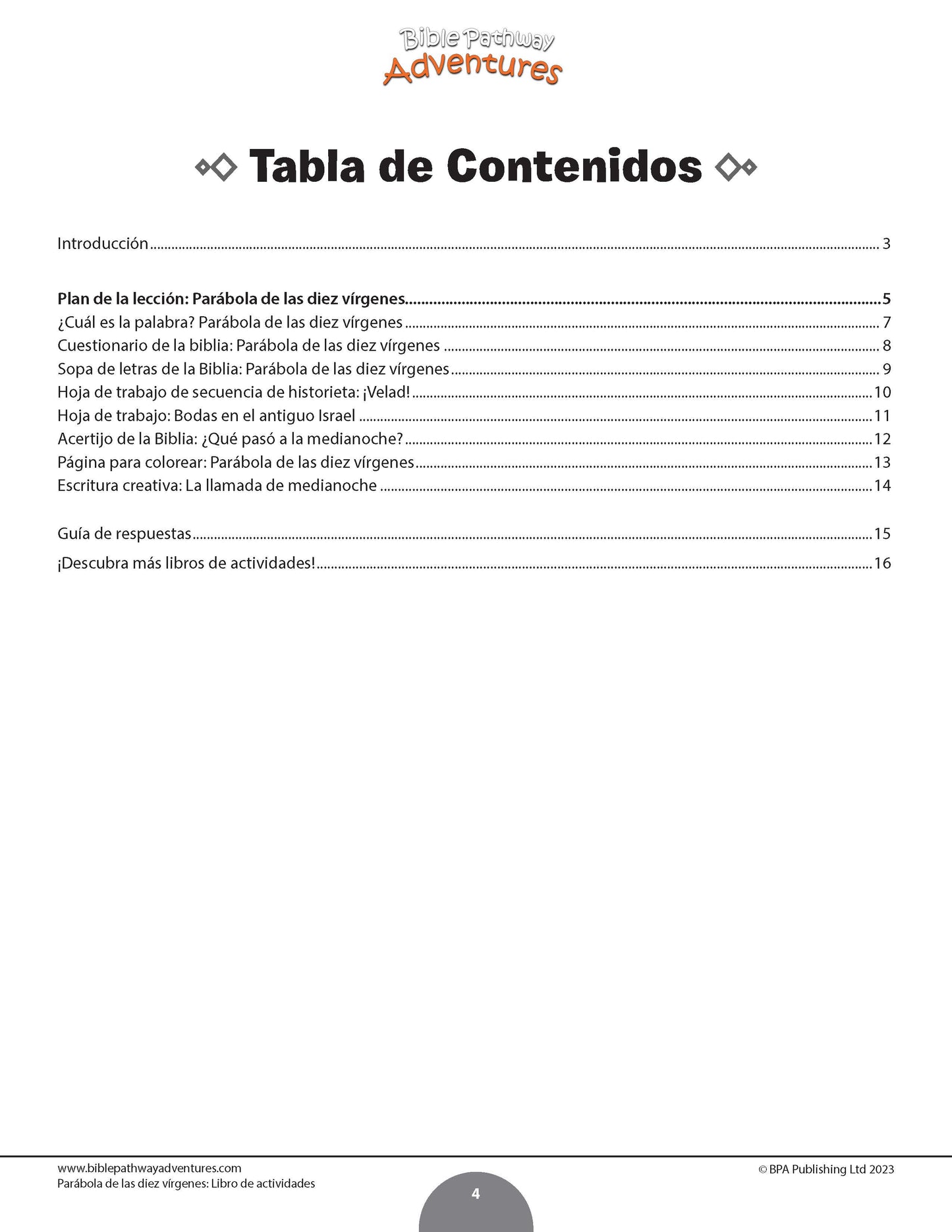 Unidad de estudio | Parábola de las diez vírgenes (grados 3-6)
