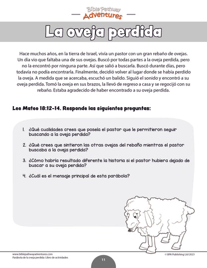 Parábola de la oveja perdida: Libro de actividades (PDF)