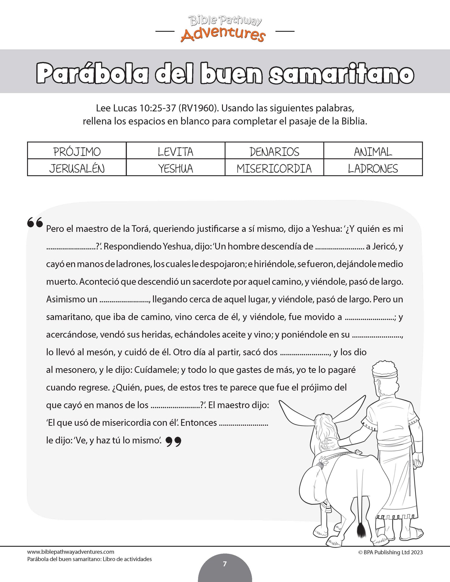 Parábola del buen samaritano: Libro de actividades (PDF)