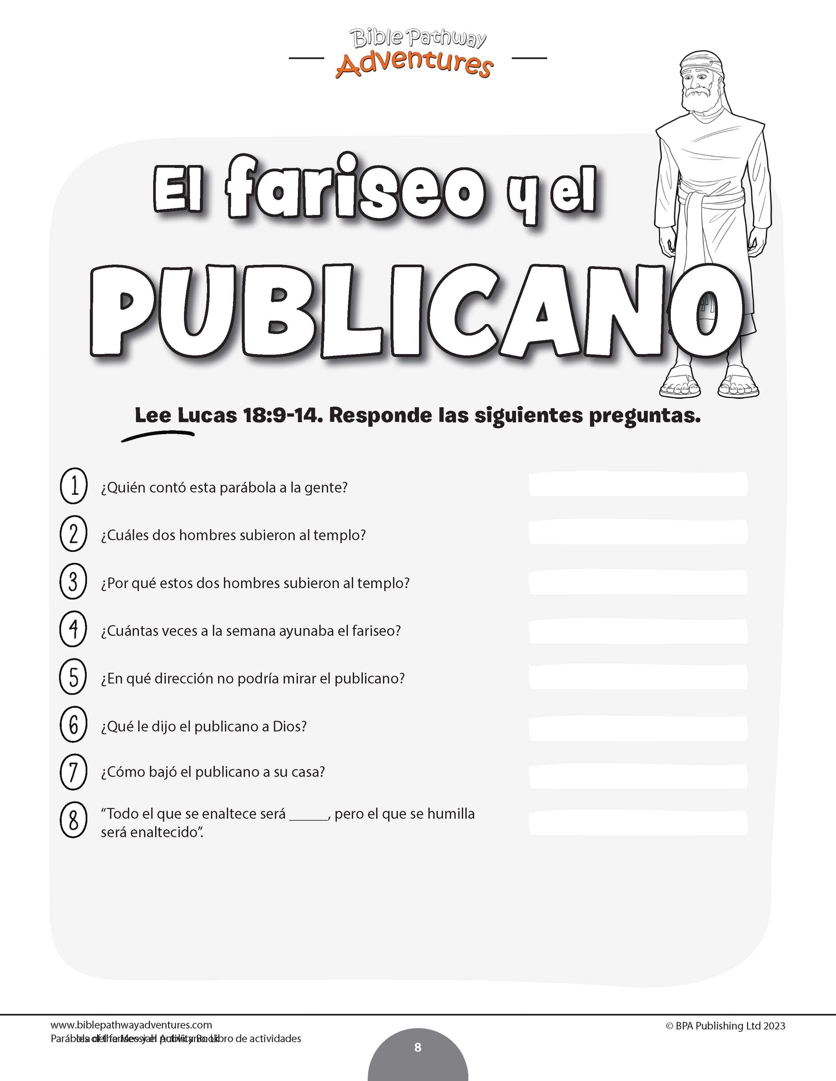 Parábola del fariseo y el publicano: Libro de actividades (PDF) – Bible ...