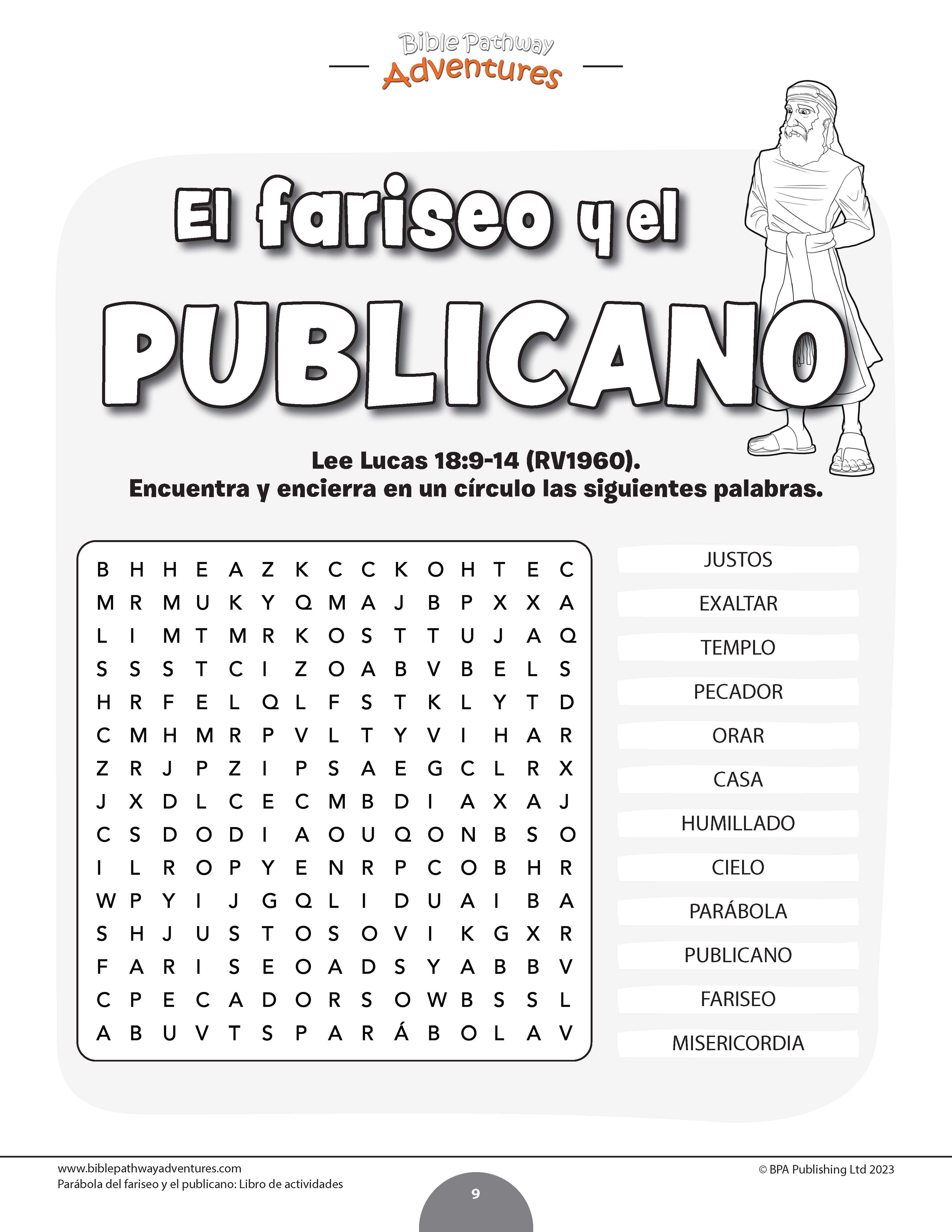 Parábola del fariseo y el publicano: Libro de actividades (PDF) – Bible ...