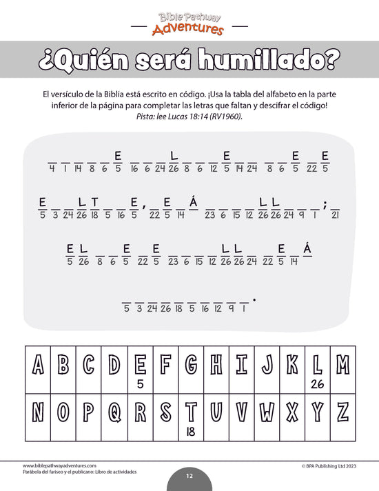 Parábola del fariseo y el publicano Libro de actividades (PDF) Bible