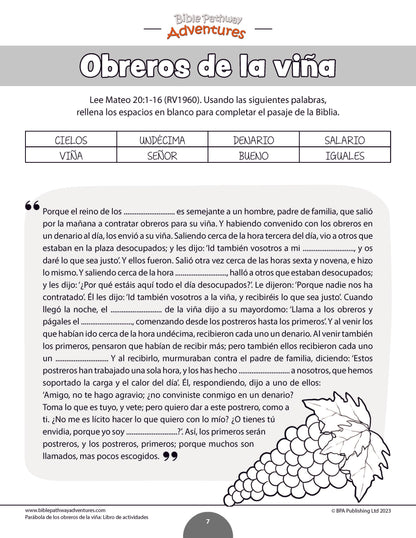 Parábola de los obreros de la viña: Libro de actividades (PDF)