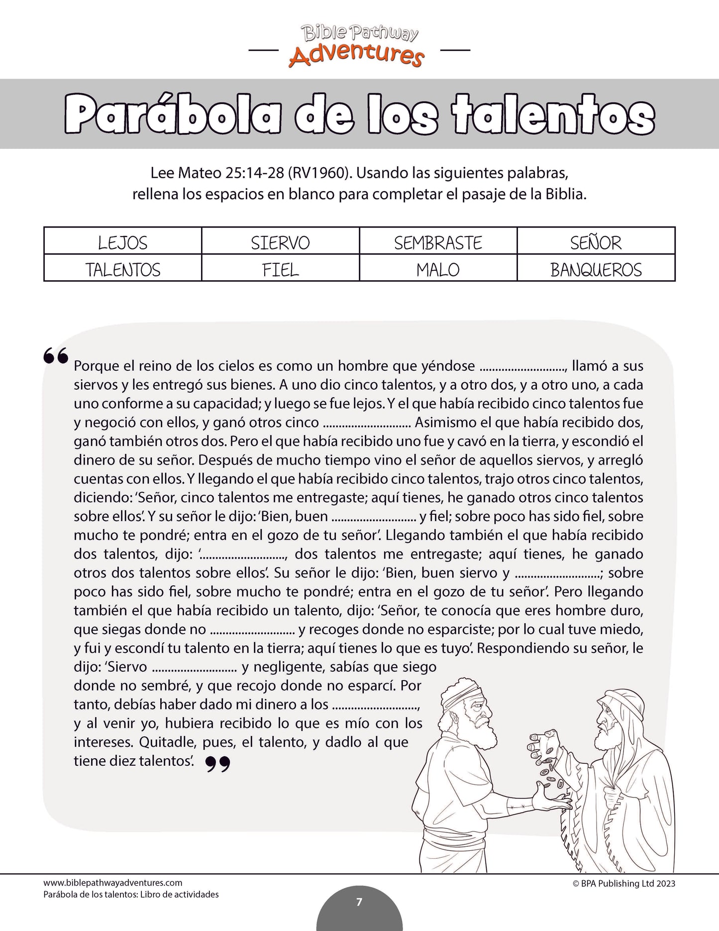 Parábola de los talentos: Libro de actividades (PDF)