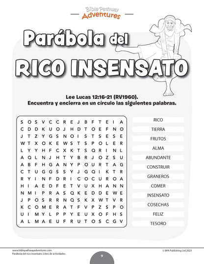 Parábola del rico insensato: Libro de actividades (PDF)