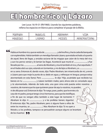 Parábola del rico y Lázaro: Libro de actividades (PDF)