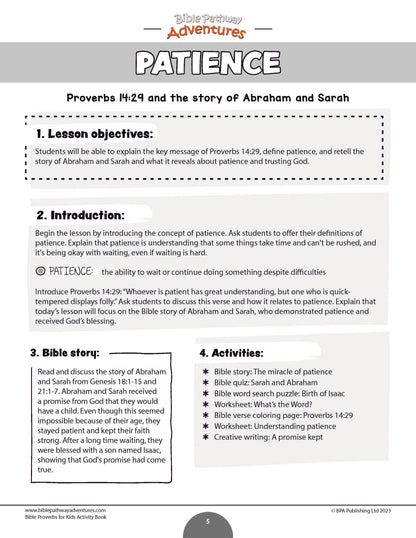 Patience: Bible Activity Book for Kids (PDF)