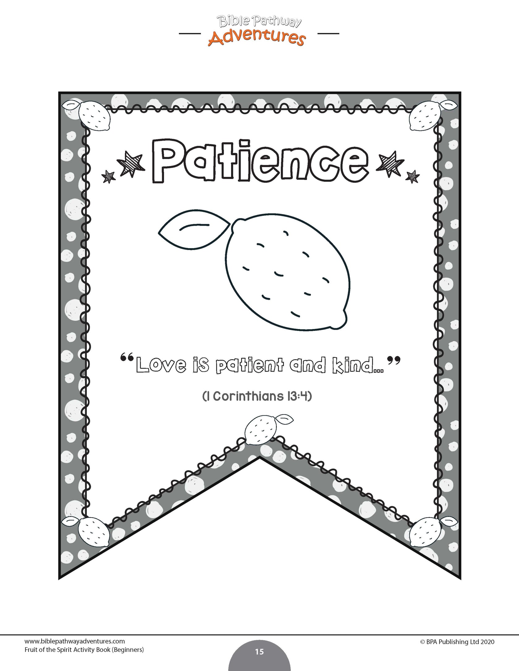 Patience: Fruit of the Spirit Activity Book for Beginners (PDF) – Bible ...