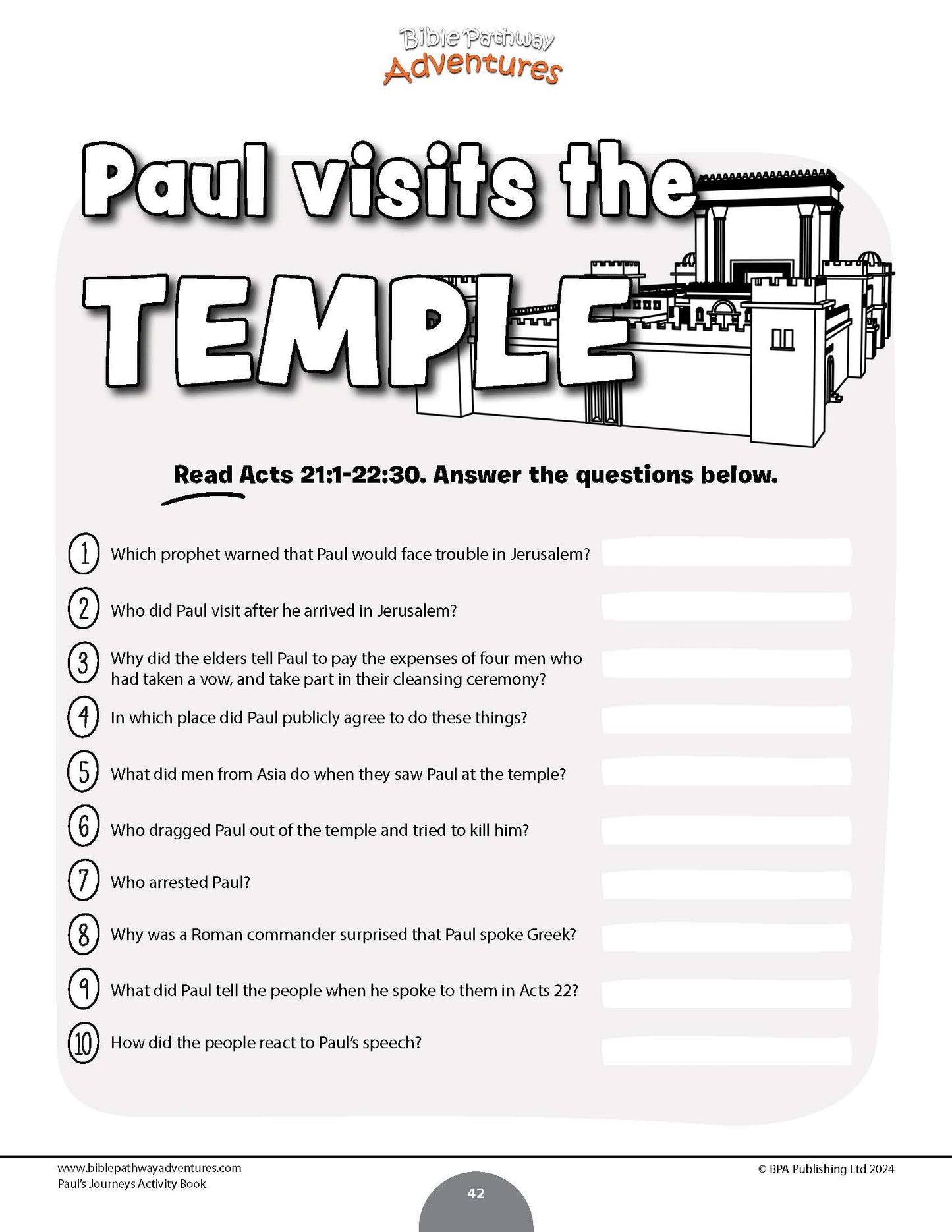 Paul's Journeys Activity Book (PDF)