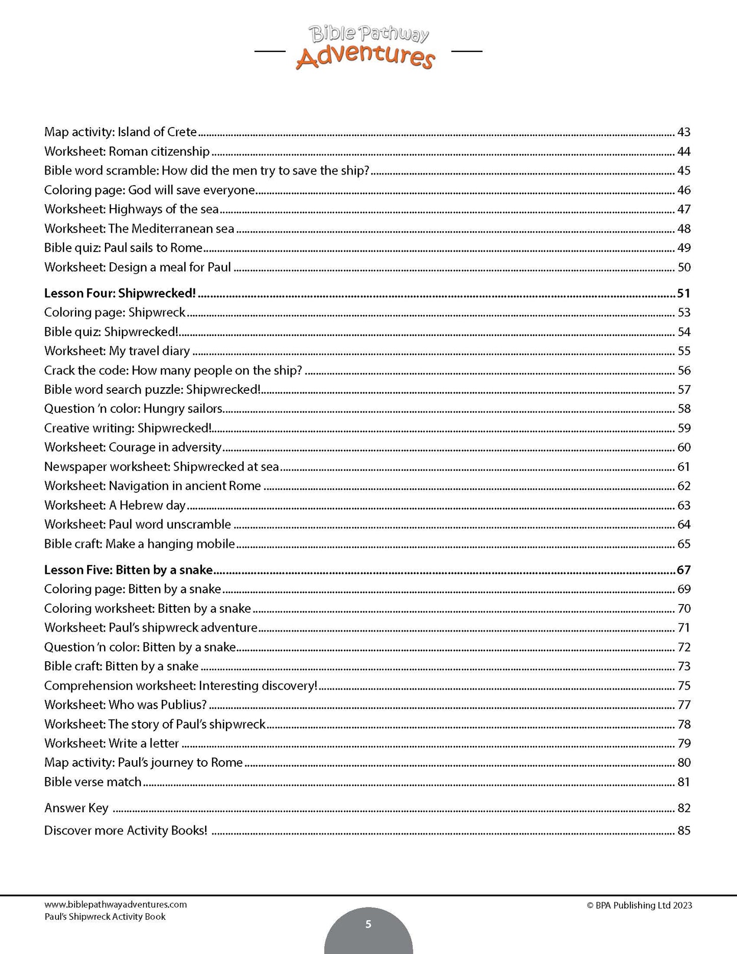 Paul's Shipwreck Activity Book (PDF)
