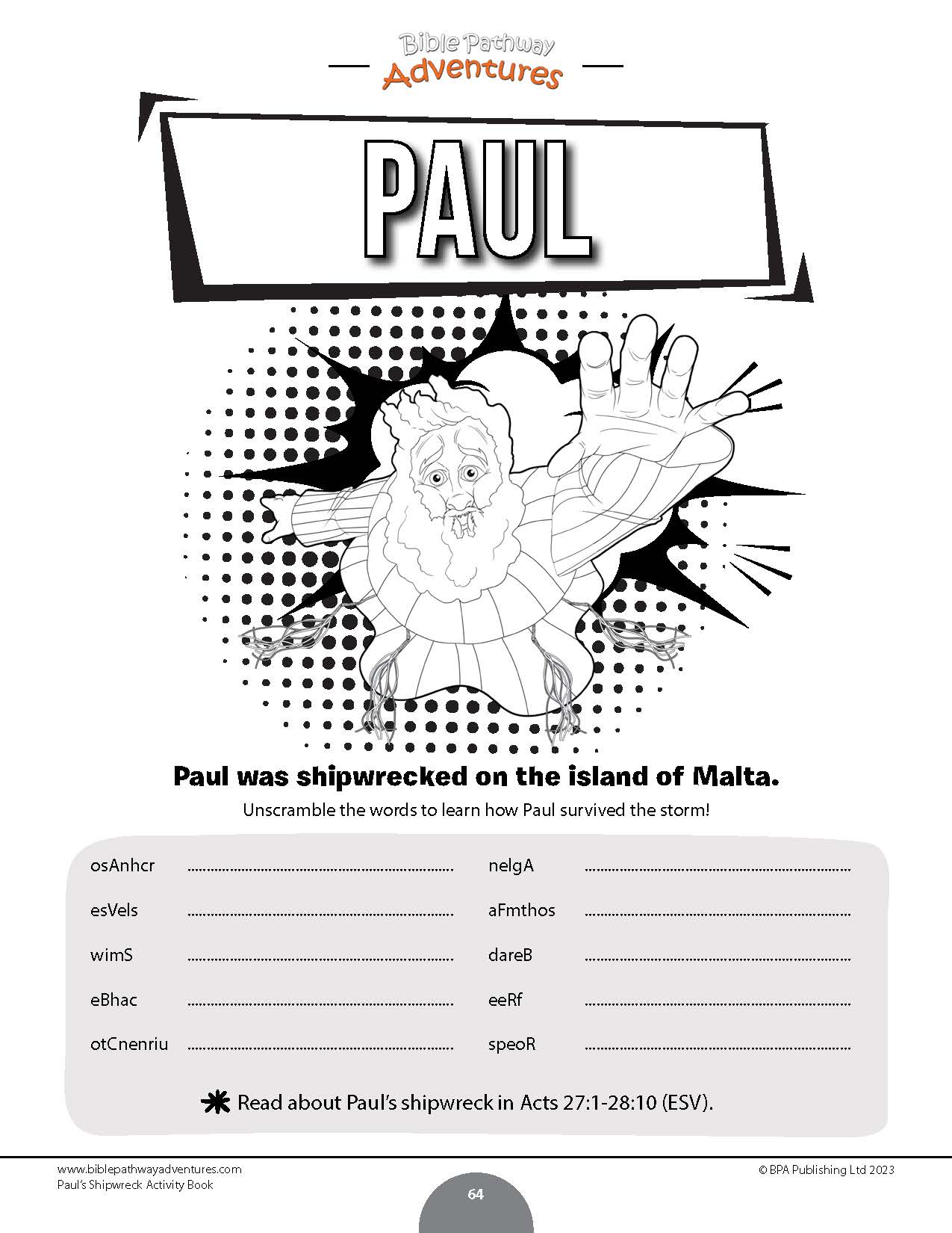 Libro de actividades del naufragio de Paul
