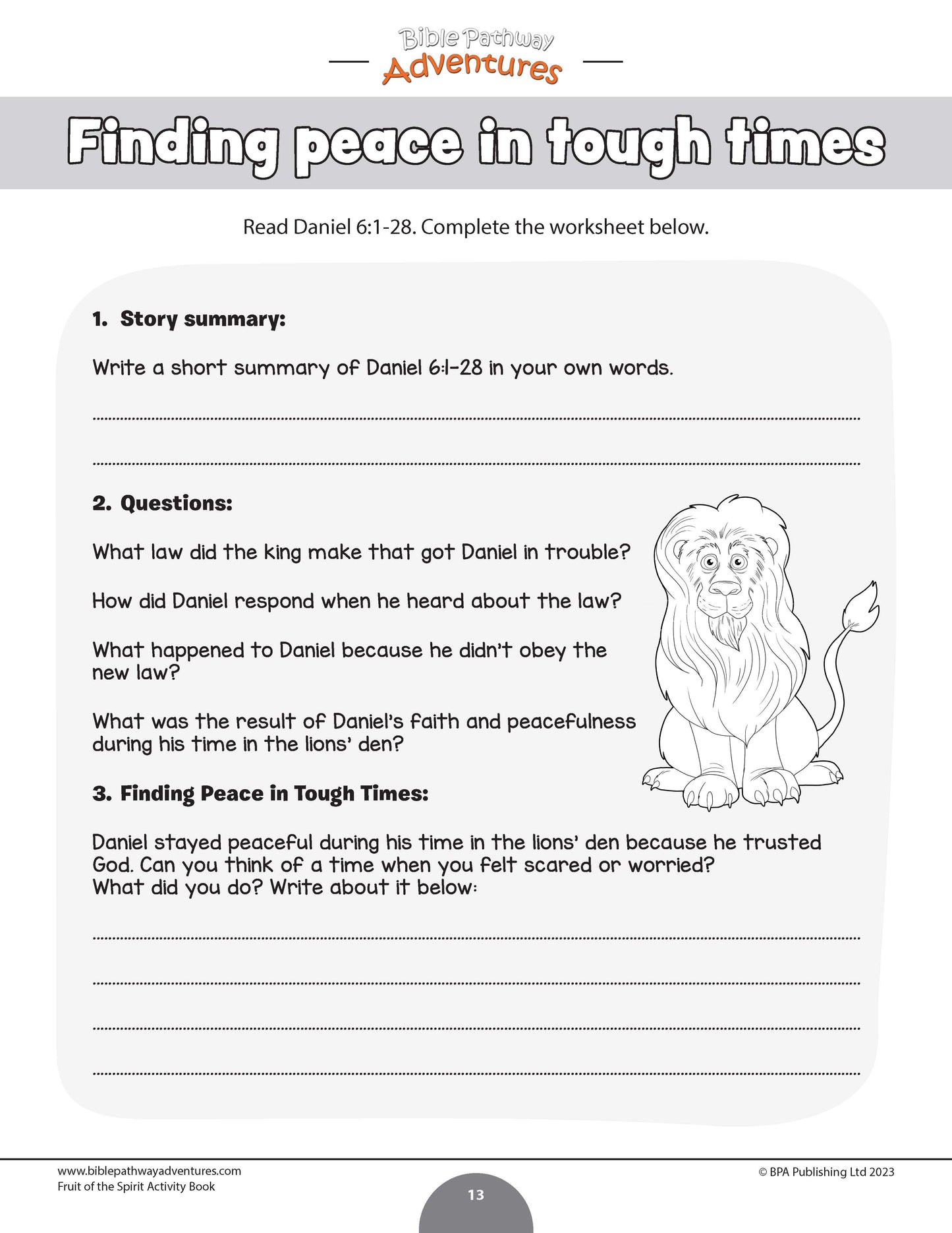 Peace: Fruit of the Spirit Activity Book