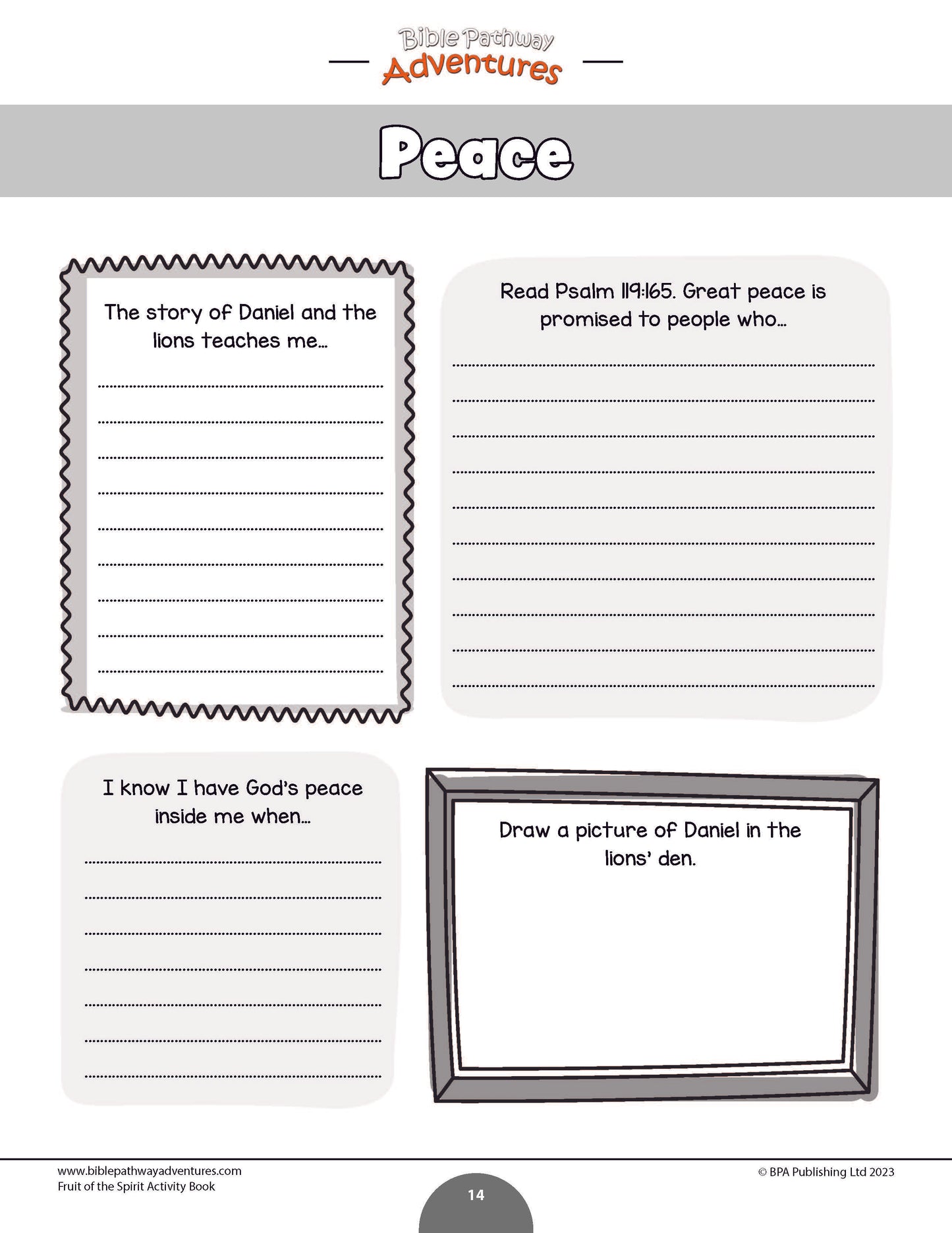 Peace: Fruit of the Spirit Activity Book (PDF)