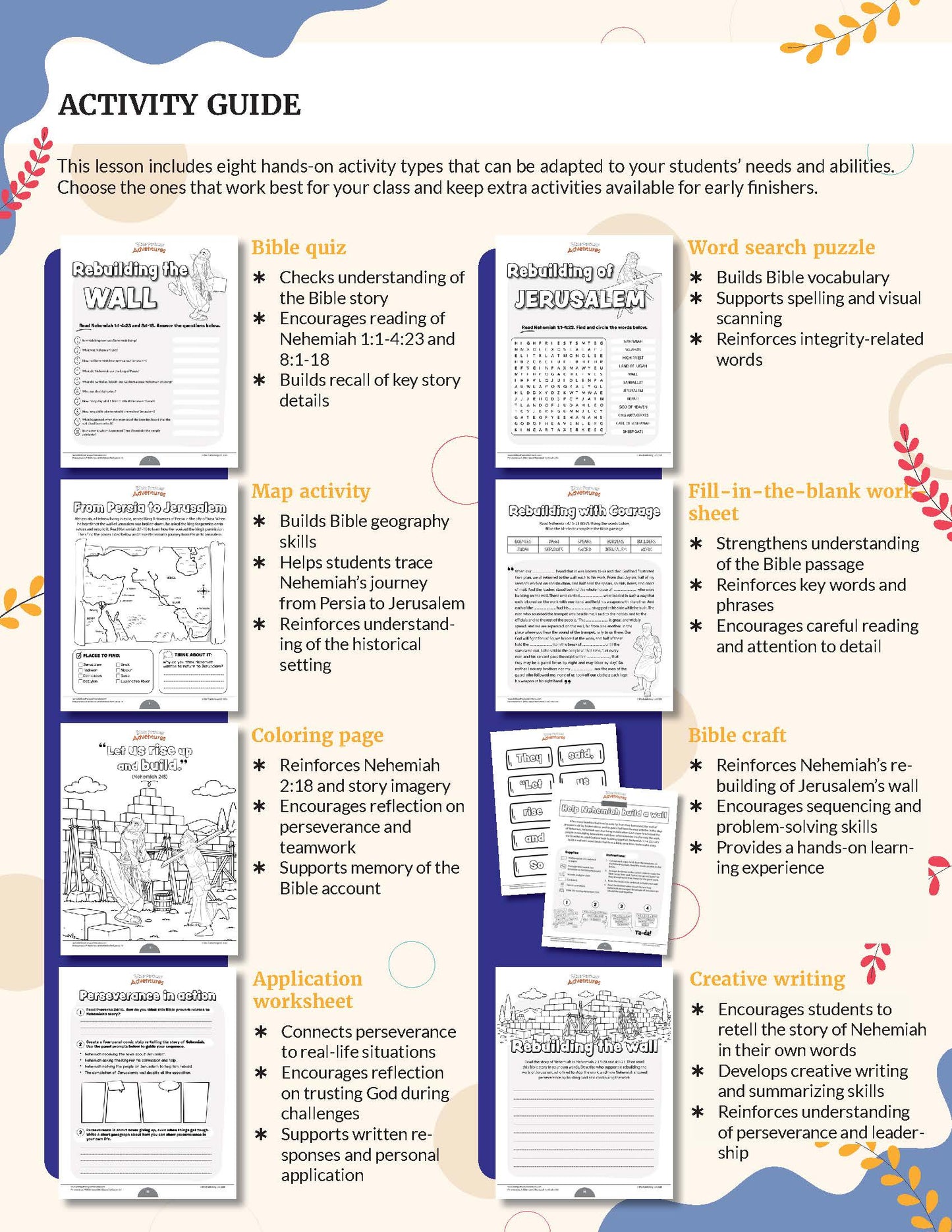 Teaching guide for Perseverance Bible Workbook for Grades 3-6