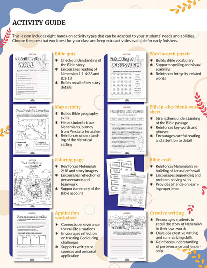 Teaching guide for Perseverance Bible Workbook for Grades 3-6