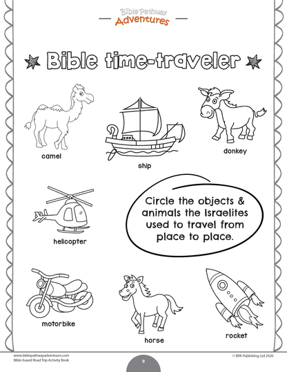 Libro de actividades de viaje por carretera basado en la Biblia para principiantes