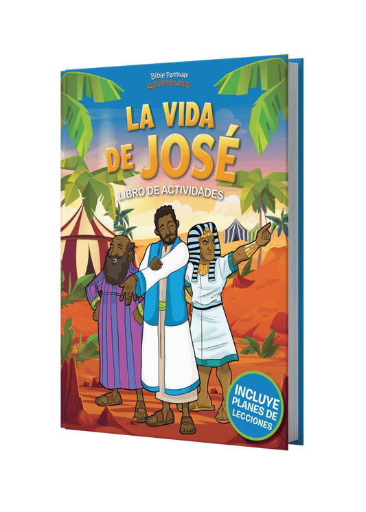Book cover of 'La Vida de Jose' with colorful illustrations on a black background