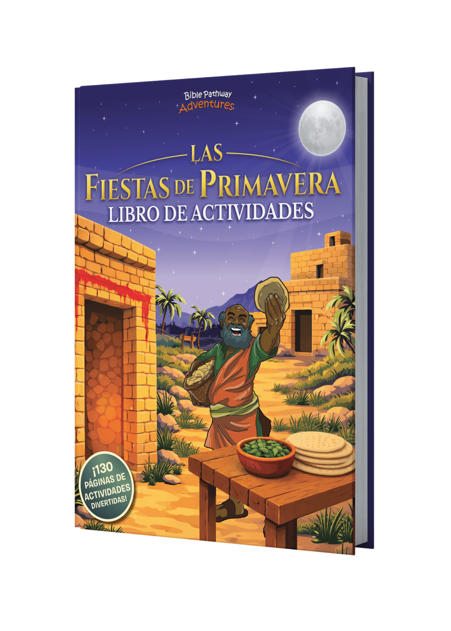Book cover of 'Las Fiestas de Primavera' with a character and table scene on a dark background