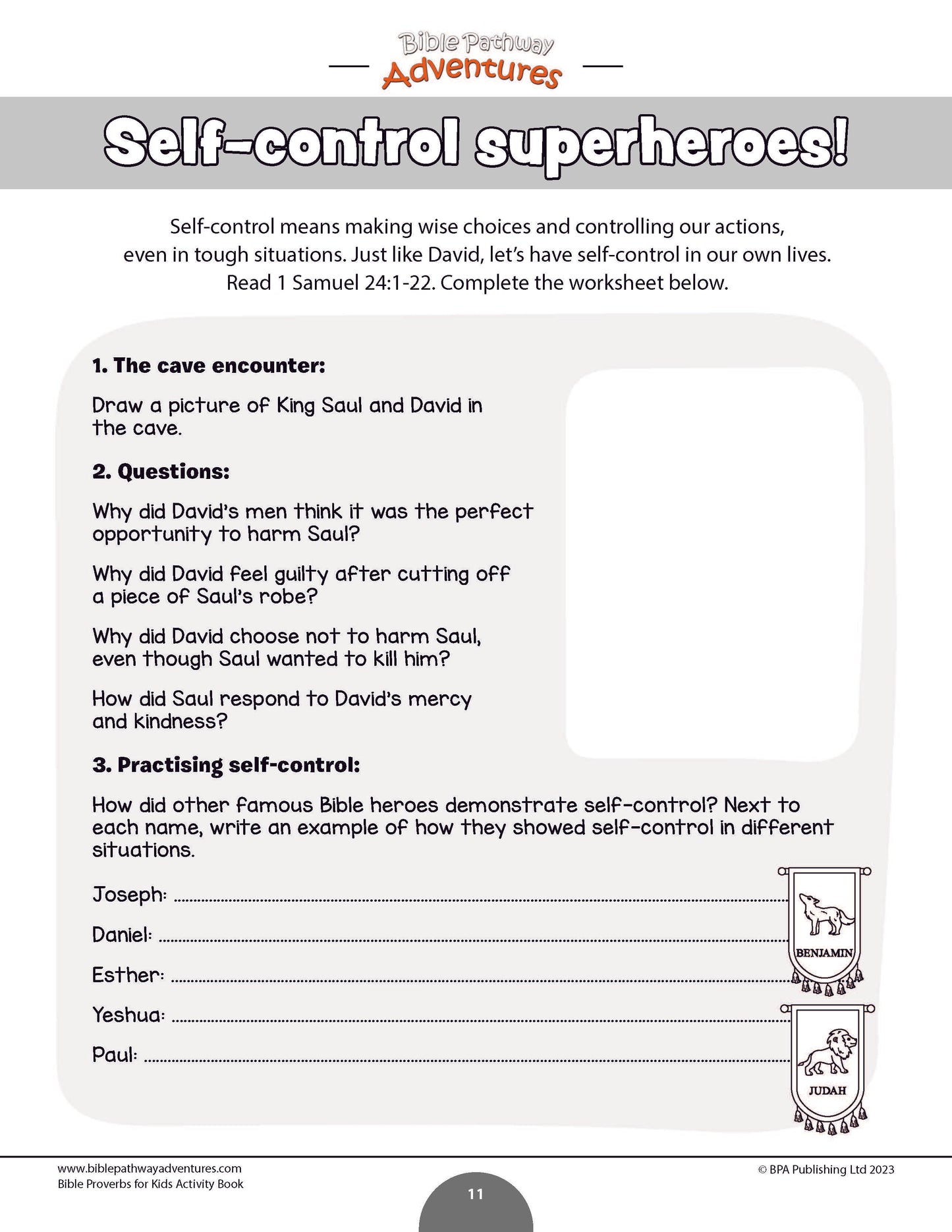 Self-Control: Bible Activity Book for Kids (PDF)