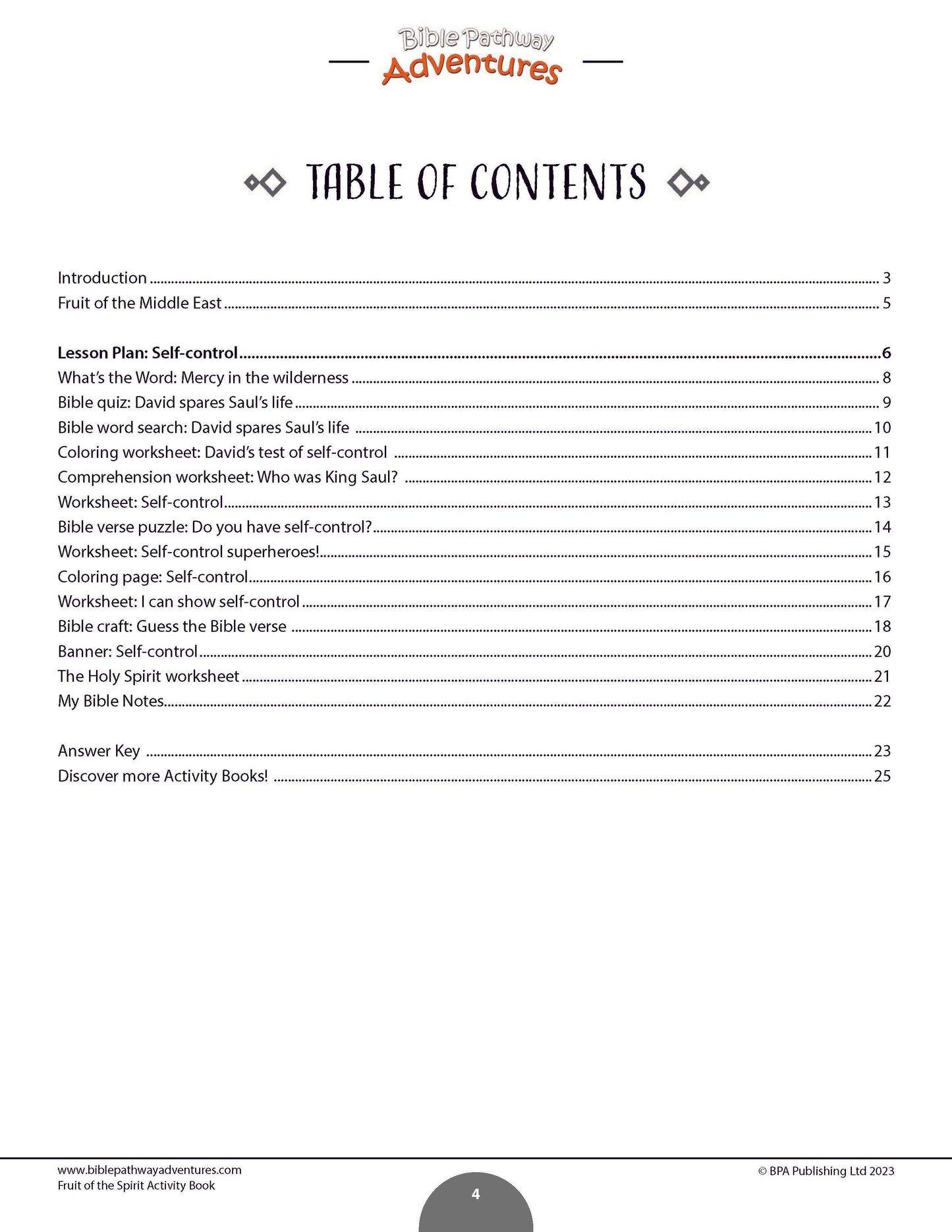Self-control: Fruit of the Spirit Activity Book (PDF)