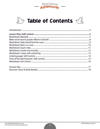 Self-control: Fruit of the Spirit Activity Book for Beginners (PDF)