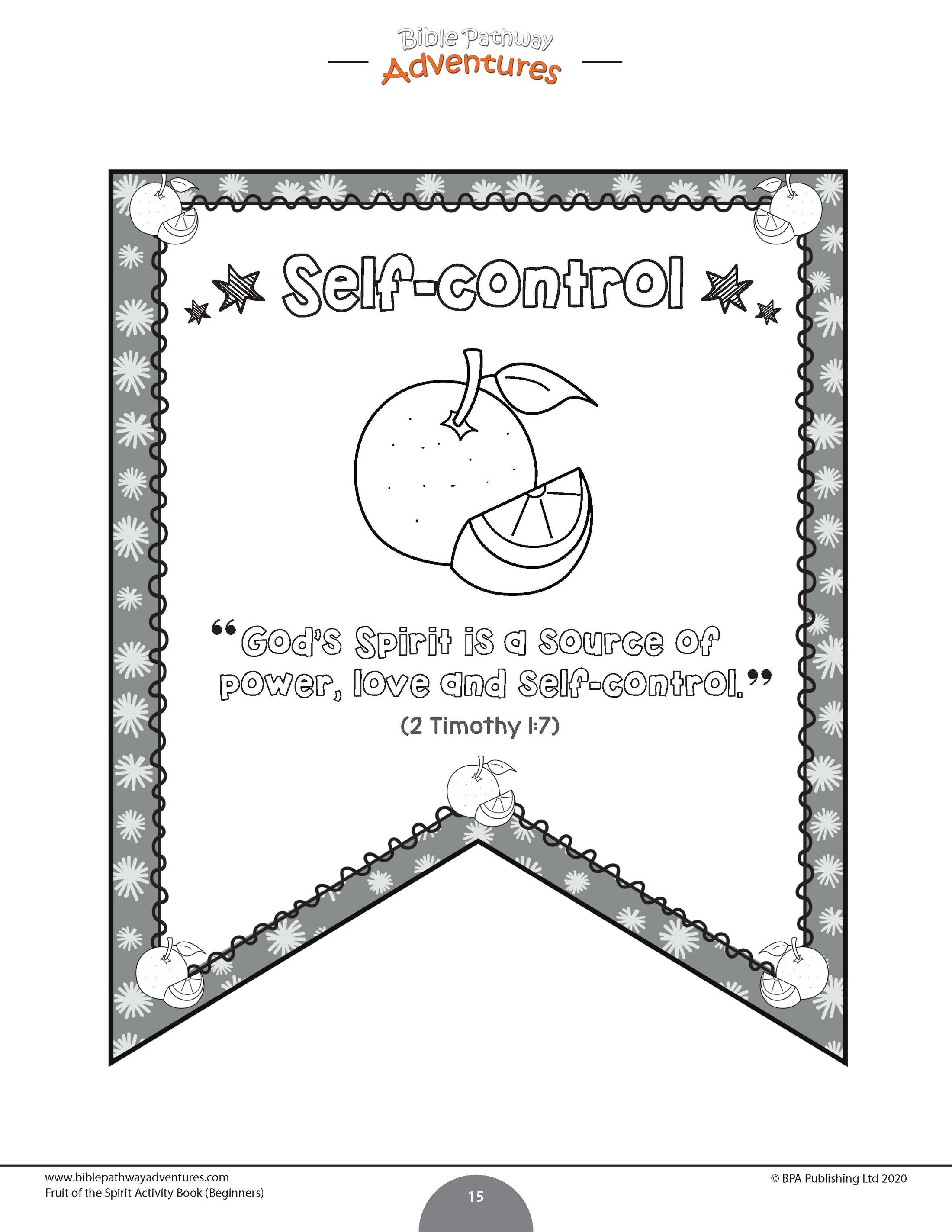 Self-control: Fruit of the Spirit Activity Book for Beginners (PDF ...