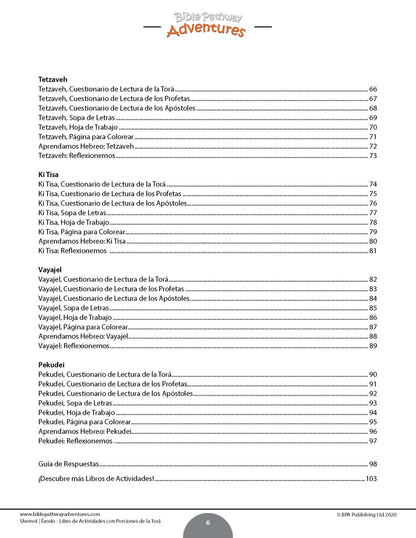 Shemot / Éxodo: Libro de actividades con porciones de la Torá (PDF)