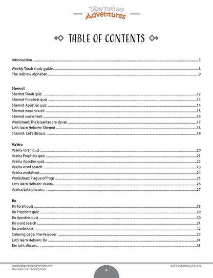Shemot / Éxodo Libro de actividades de la porción de la Torá