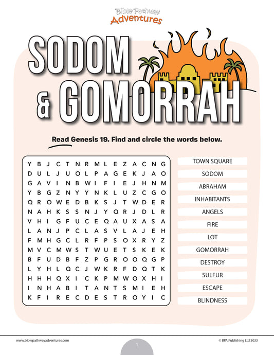 Sodom and Gomorrah word search (PDF)