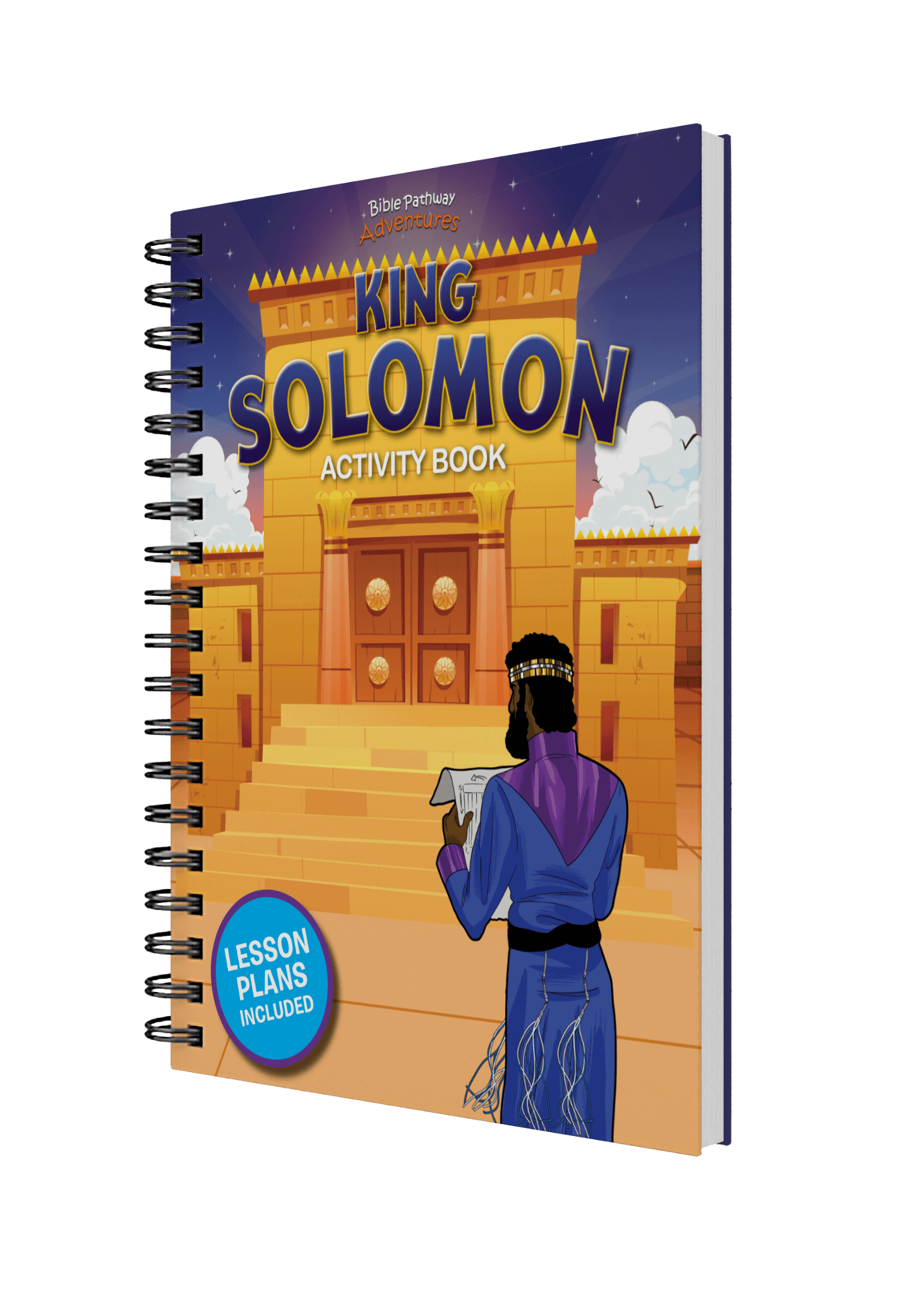 King Solomon activity book (spiral-bound cover) with a colorful cover featuring a character and temple.