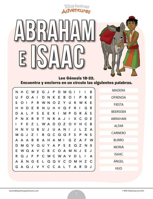 Sopa de letras de Abraham e Isaac