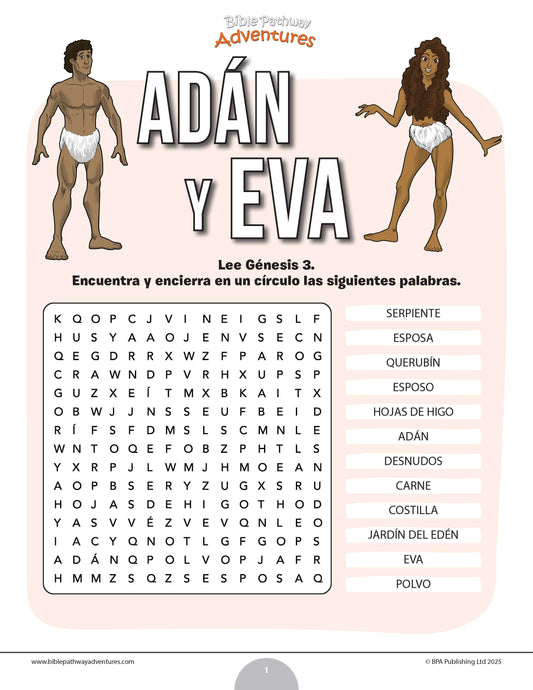 Sopa de letras de Adán y Eva
