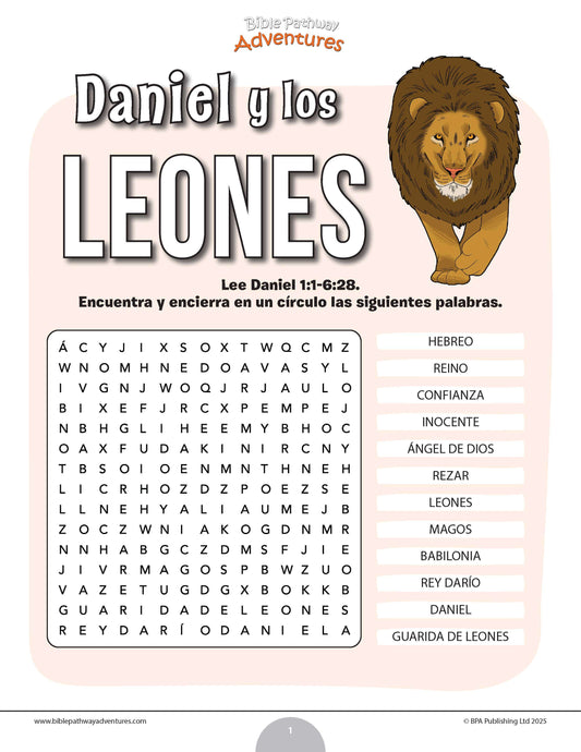 Sopa de letras de Daniel y los leones