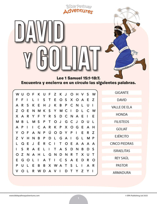 Sopa de letras de David y Goliat