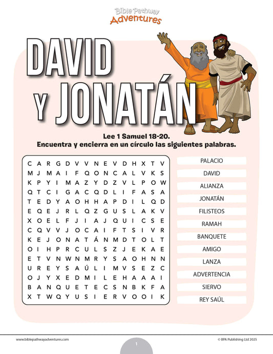 Sopa de letras de David y Jonatán 